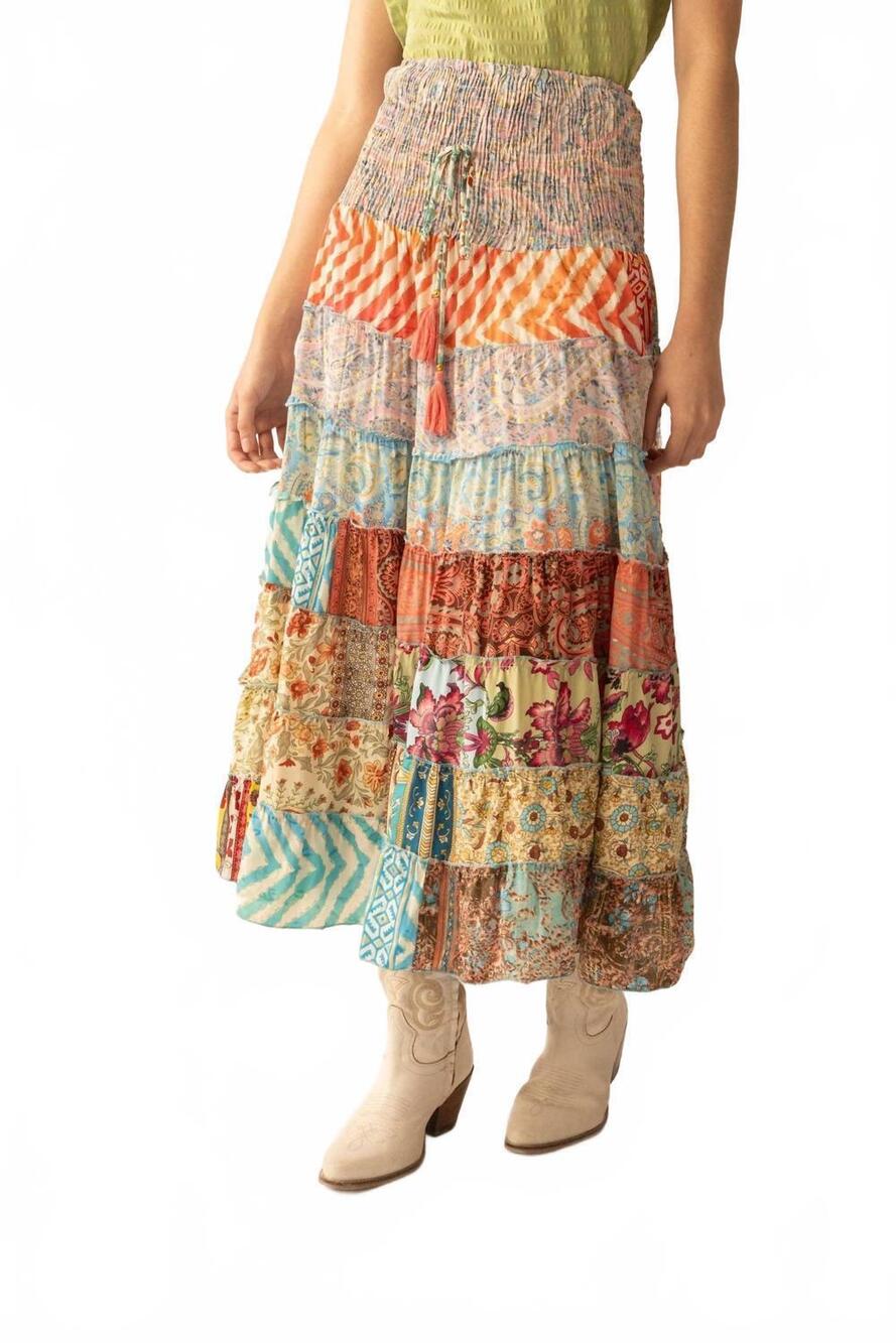 NEW MYRA cassandra patchwork skirt in multicolor